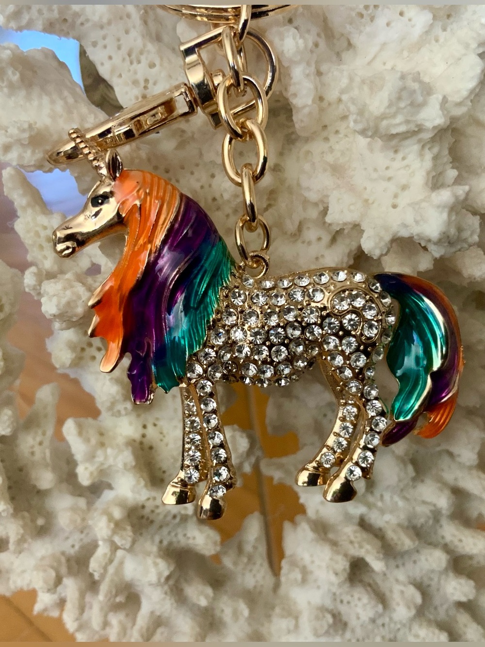 Unicorn Bling Bag Charm Rhinestones NEW Large In Package